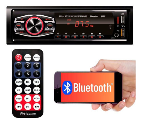 Auto Rádio Som Automotivo Bluetooth Com 2x Usb Aux E Lê Sd