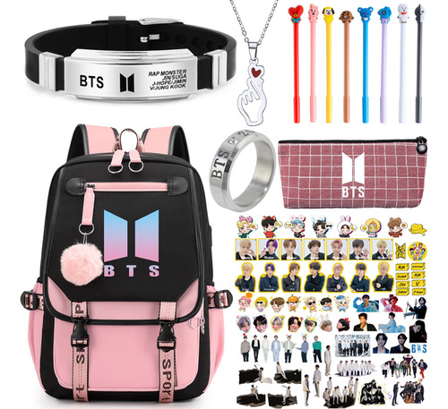 Mochila Bts Para Niñas Adolescentes, Paquete De 63 Unidades,