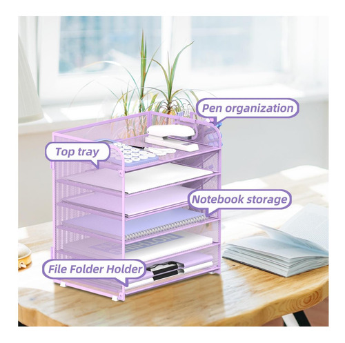 Organizador De Papel De 6 Niveles Con 4 Pendiente, Bandeja
