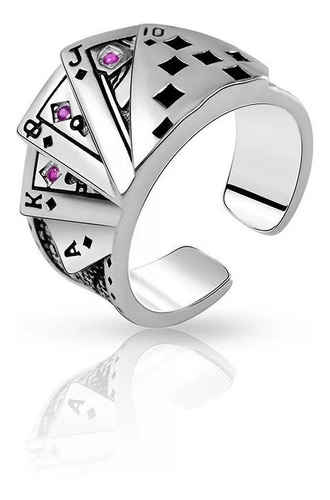 Anillo Poker Cartas Para Hombre Estilo Punk Creativo 