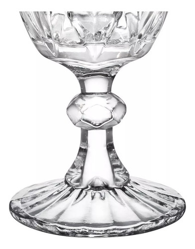6 Pzs Copa De Vino Cristal De Agua Grabado Vidriera Vintage Color Transparente