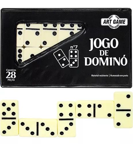 Jogo De Dominó Profissional De Osso Estojo 28 Peças Colorido