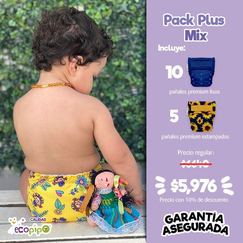15 Pack Plus Mix Ecopipo Premium 5 Estampados + 10 Lisos
