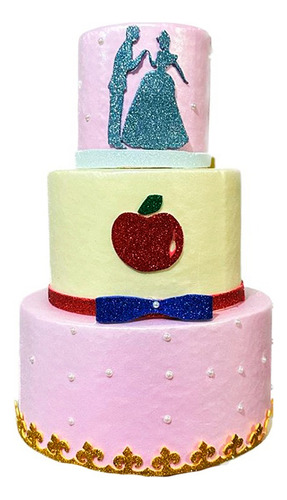 Bolo Fake Maquete Tema Princesas Candy Color Cm 20x15x10