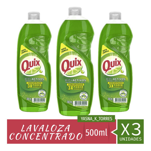 Oferta Pack 3 Quix Lavaloza Bio Activos Concentrado 500 Ml