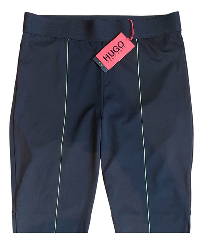 Leggings Deportivos Hugo Negro Con Verde Talla L Stretch !!