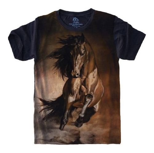 Blusa Fem. 5%off Animal Cavalo Marron Personalizada Linda