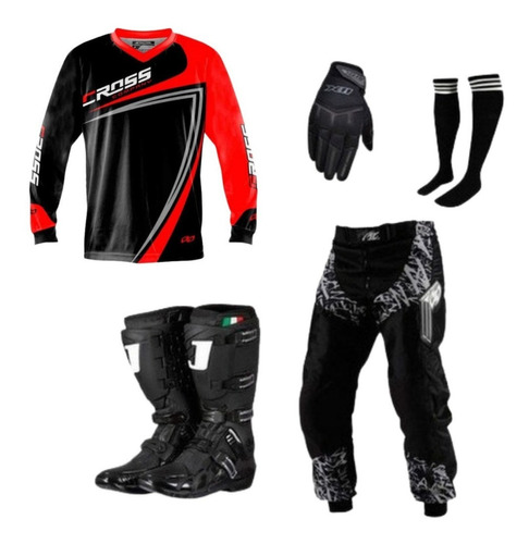 Kit Roupa + Luva + Bota Jett Trilha Motocross + Super Brinde