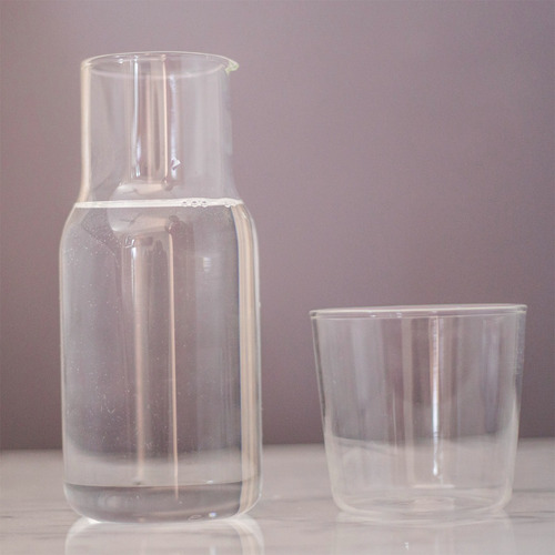 Set Jarra De Noche De Vidrio 500ml Con Vaso Corto