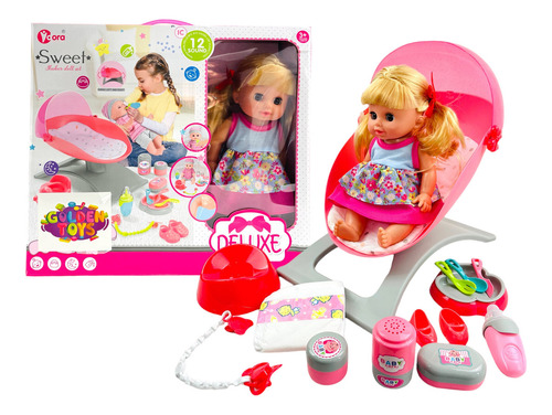 Bebé, Muñeca Con Mesedora, Juguete Para Niña Color Rosa