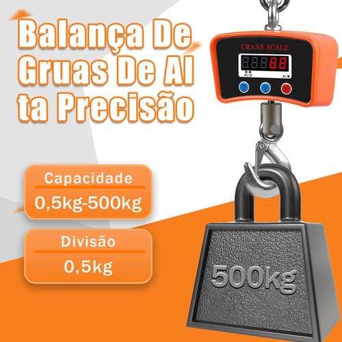 Balança Digital Gancho 500 Kg Portátil Pesca Mercado