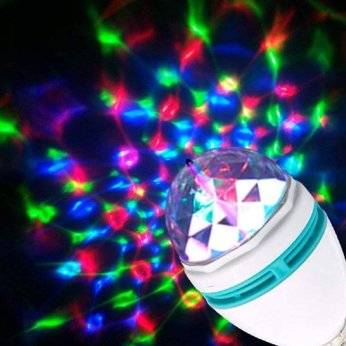 Imagem 3 de 7 de Lâmpada Led Globo Colorida Rotativa Giratória Festa Boate Nf