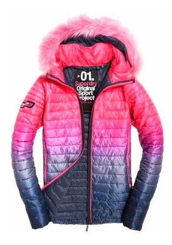 Campera Puffer Superdry Color Rosa Mujer No The North Face