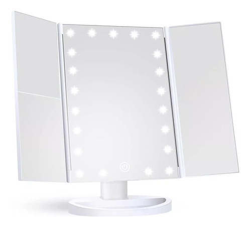 Espejo De Belleza Tocador Plegable De Tres Caras Con Luz Led