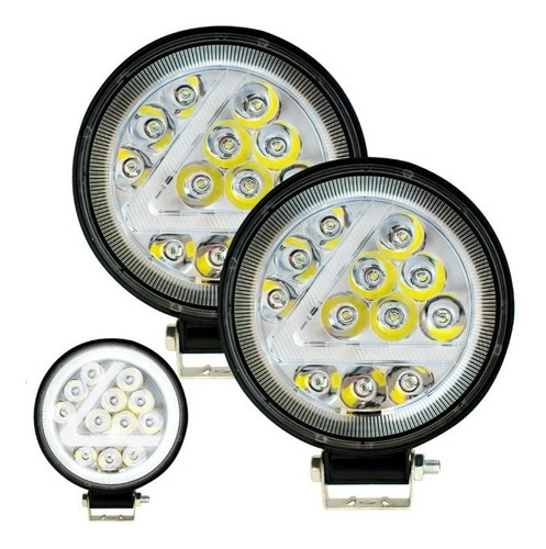 Faro Auxiliar Redondo 12 Led Blanco Triangulo En Gel Juego. 