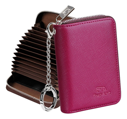 Cartera Con Cremallera Furart Con Bloqueo Rfid, Borgoña