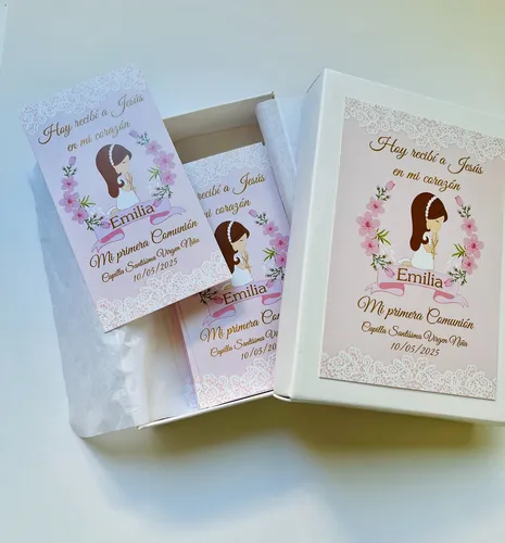 30 Estampitas Personalizadas Comunión/bautismo + Invit Wsp