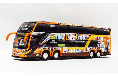 Miniatura Ônibus Sampaio Selos G8 Dd 4 Eixos 30 Centímetros