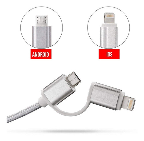 Cable Usb 2 En 1 Microusb Y Lightning Axxis 1.5 Mts