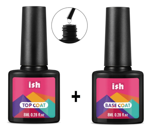 Duo Base Coat + Top Coat 8ml 2pzs Gel Ish Uv Led