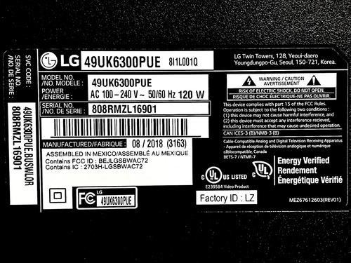 Tarjeta Madre Main Lg 49uk6300pue Eax67872805 (1.1) (Usado)