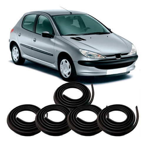 Kit Borrachas 4 Portas E Porta Malas Peugeot 206 / 206 Sw .