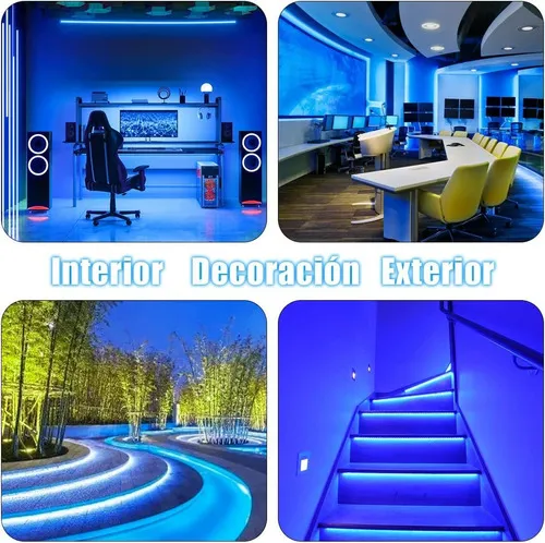 Tira Led Neon Flex Luz Color Azul Marino Sumergible Manguera Led 5m Plasma Sin Eliminador