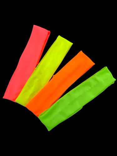 4 Vinchas Elástica De Tela Fluo Cotillón Para Fiesta Fluo Varios Colores Fluo