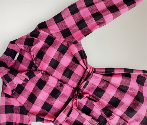 Vestido Camisa Infantil Chemise Xadrez Flanelada Com Cinto