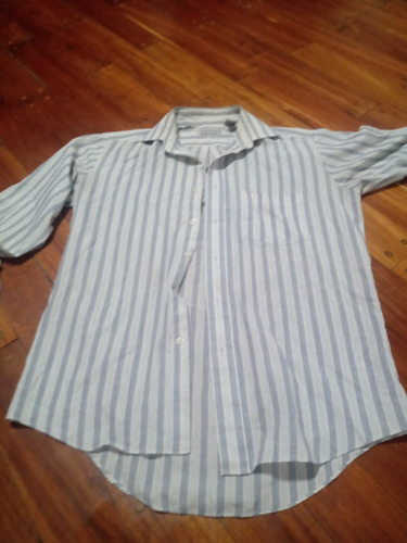 Camisa Manga Larga Talle S Celeste Blanca Rayada 