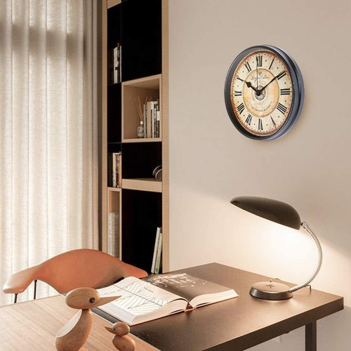 Reloj De Pared Silencioso Estilo Europeo, Retro, Vintage Color De La Estructura Negro