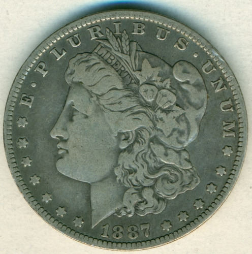Ee.uu. Moneda De Plata 900 Dólar Tipo Morgan 1887 O 26.7gr. 
