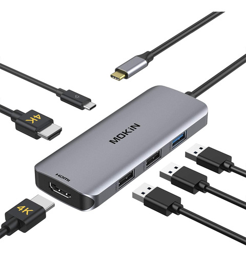 Hub Usb-c A 6 Puertos | 2 Hdmi / 3 Usb 2.0-3.0 / Usb-c