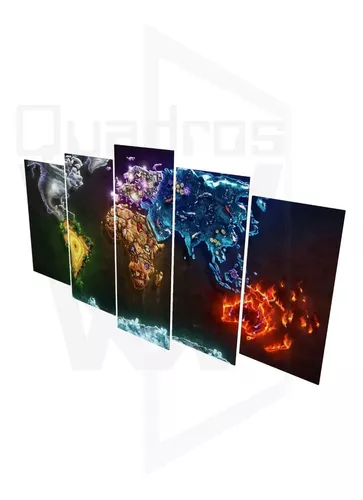 Conjunto 4 Quadros Decorativos Elementos da Terra - Água, Fogo, Terra