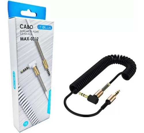 Cabo Auxiliar Espiral P2 Stereo Audio Som Carro Reforçado 1m