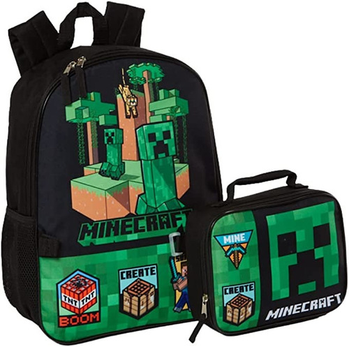 Minecraft Mochila Con Lonchera Para Niños Y Niñas