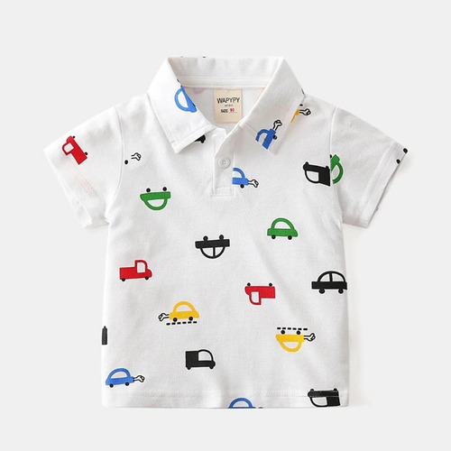 Playera Niño Tipo Polo Algodón Dibujos Animados