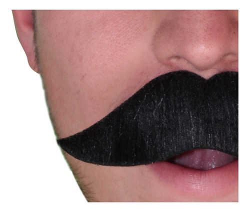 Bigote Casual Mostacho Disfraz Fiestas Halloween Color Negro