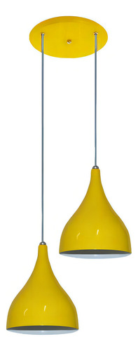 Lustre Duplo Colorido Modelo Funil - Para Mesa De Jantar Cor Amarelo Voltagem