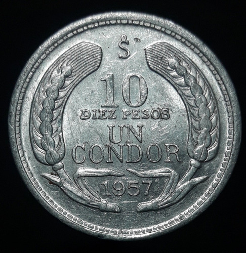 Moneda Chile 10 Pesos 1 Cóndor 1957