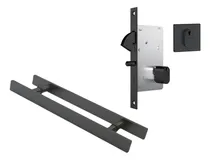 Comprar Puxador Porta De Correr 40cm Preto + Fechadura Porta Correr