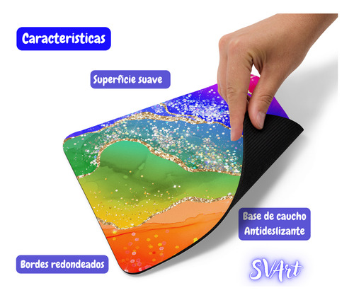 Mouse Pad Svart Diseño Con Colores Arcoiris Md2