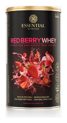  Essential Red Berry Whey Hidrolisado and Isolado - Sabor Frutas vermelhas 450g