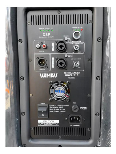 Bafle Vamav 2 X 15 Amplificado Nova-215 Bluetooth 800w Color Negro