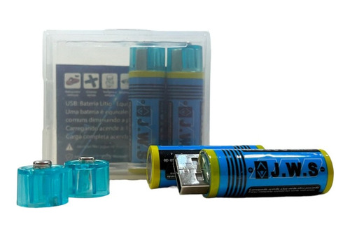 4 Pilhas Aa Recarregável Usb 1.5v 1.500mah Jws Pequena
