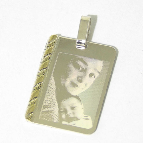 Foto Medalla Plata 925 Oro Grabada 15x21mm Cadena Mujer