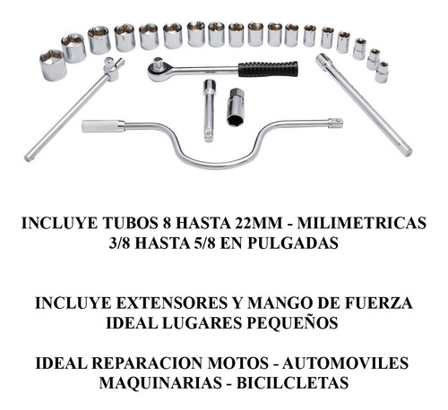Set Herramientas Llaves Tubo Cricket 25 Piezas Valija