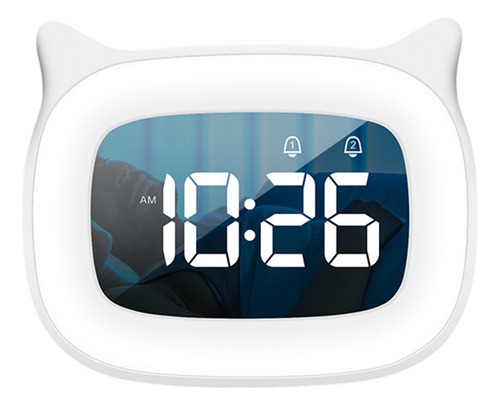 Reloj Despertador Led Con Forma De Gato Y Control De Voz