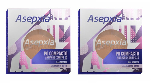 Imagem 1 de 2 de Kit 2 Asepxia Pó Compacto Antiacne Fps20 Bege Médio - 10g