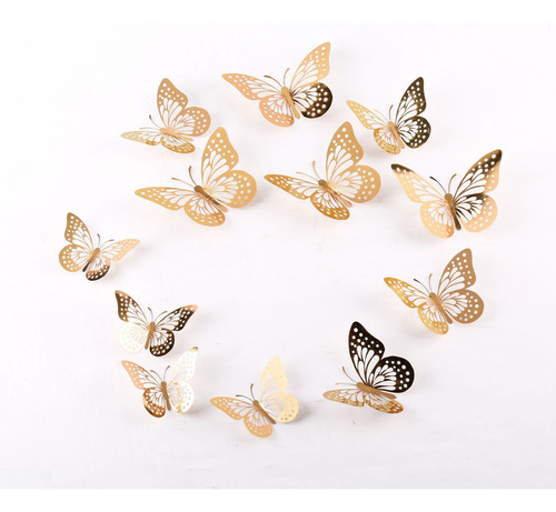 Calcomanías De Pared 3d Con Forma De Mariposa Hueca, 12 Unid